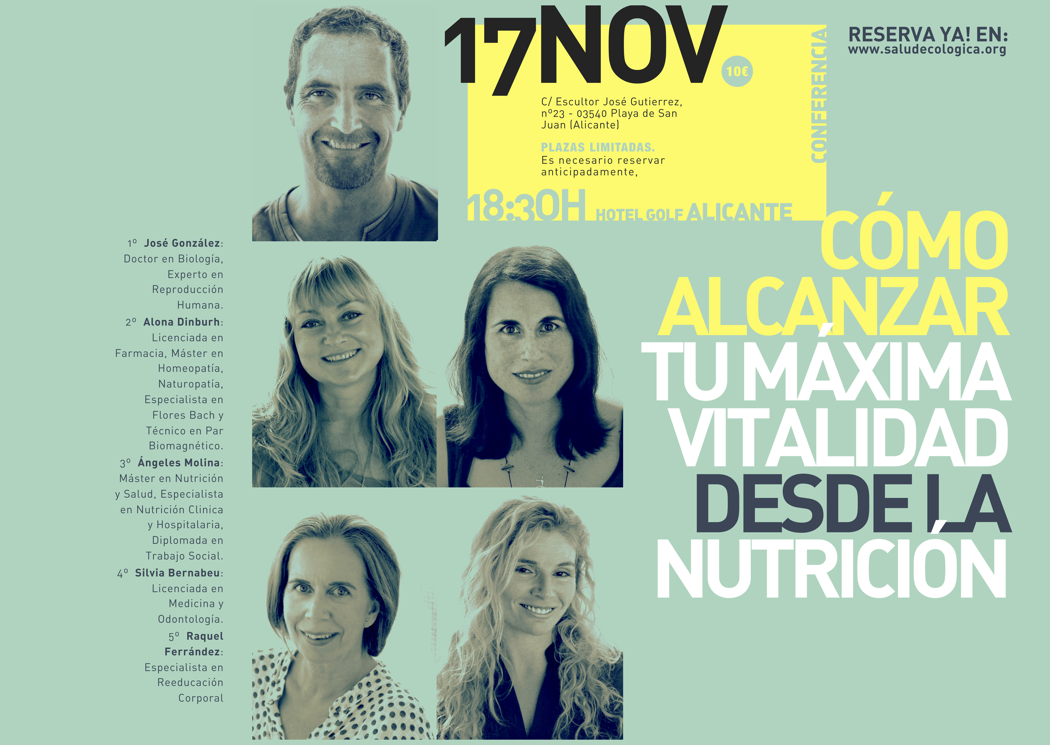 Salud Ecológica: Cartel de la conferencia "Cómo alcanzar tu máxima vitalidad desde la nutrición"