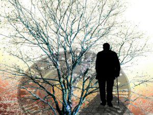 Salud Ecológica: Hombre viejo y arbol, simbolizando el alzheimer